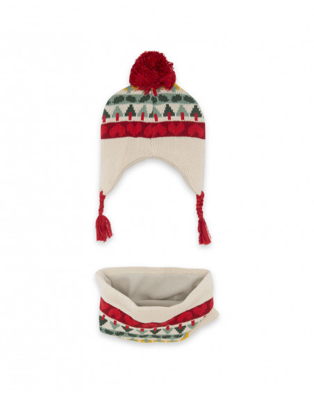 Bonnet et écharpe en tricot imprimé fille blanc highlands Bonnet et écharpe en tricot imprimé fille blanc highlands
