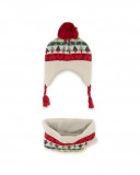 Bonnet et écharpe en tricot imprimé fille blanc highlands Bonnet et écharpe en tricot imprimé fille blanc highlands