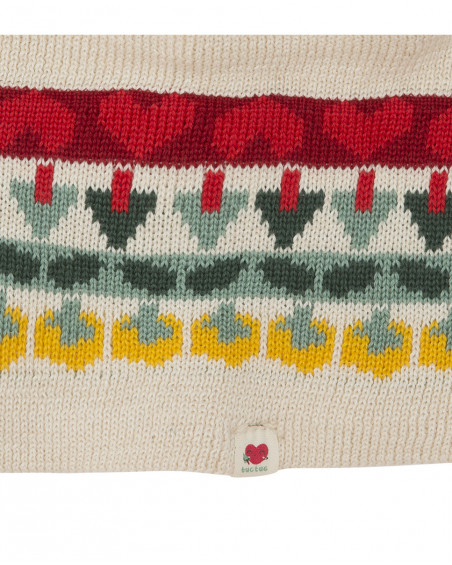 Bonnet et écharpe en tricot imprimé fille blanc highlands Bonnet et écharpe en tricot imprimé fille blanc highlands