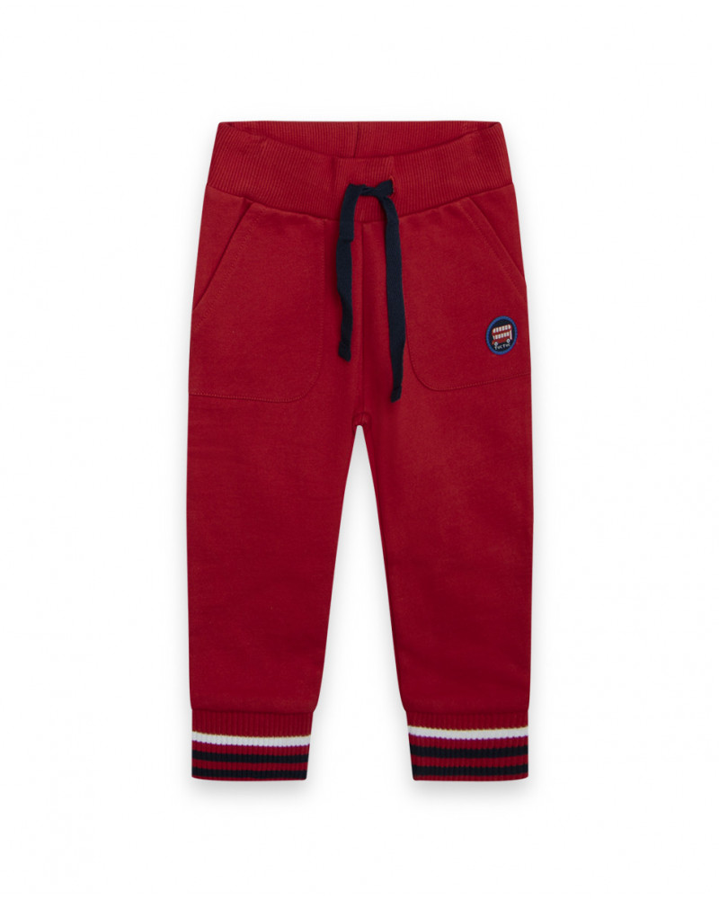 Pantalon en peluche avec poches garçon rouge hello london