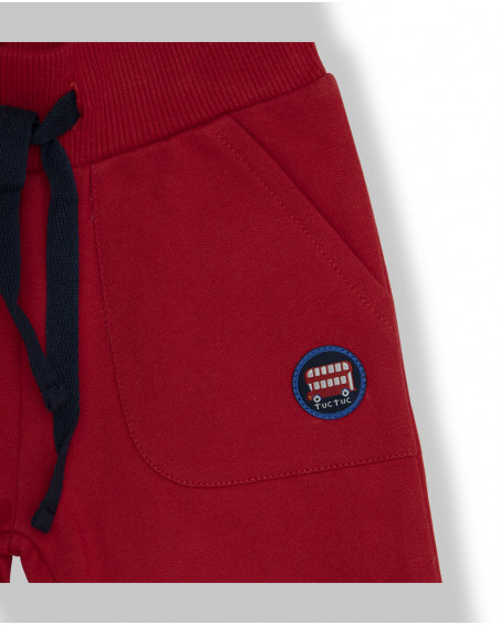 Pantalon en peluche avec poches garçon rouge hello london Pantalon en peluche avec poches garçon rouge hello london