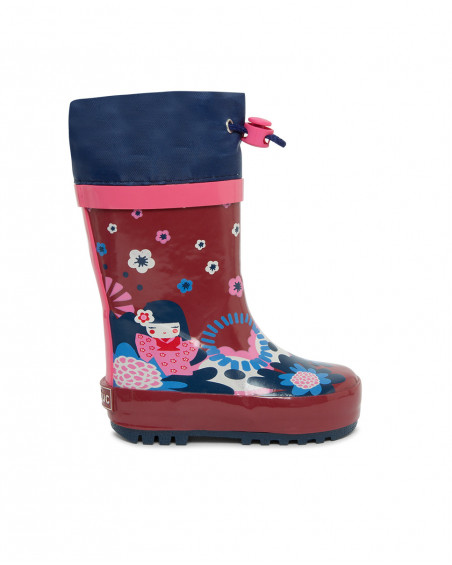 Bottes de pluie fleurs fille roses kyoto girls Bottes de pluie fleurs fille roses kyoto girls