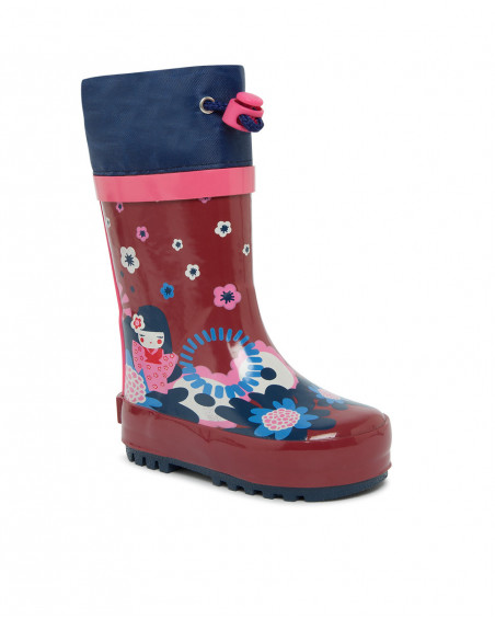 Bottes de pluie fleurs fille roses kyoto girls Bottes de pluie fleurs fille roses kyoto girls