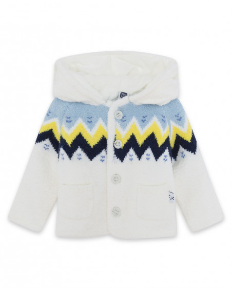 Veste en tricot boutons garçon blanche it's cold Veste en tricot boutons garçon blanche it's cold