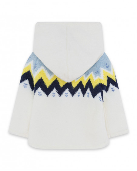Veste en tricot boutons garçon blanche it's cold Veste en tricot boutons garçon blanche it's cold