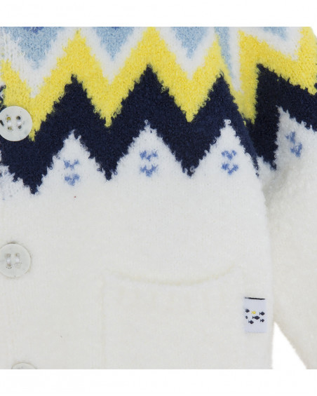Veste en tricot boutons garçon blanche it's cold Veste en tricot boutons garçon blanche it's cold