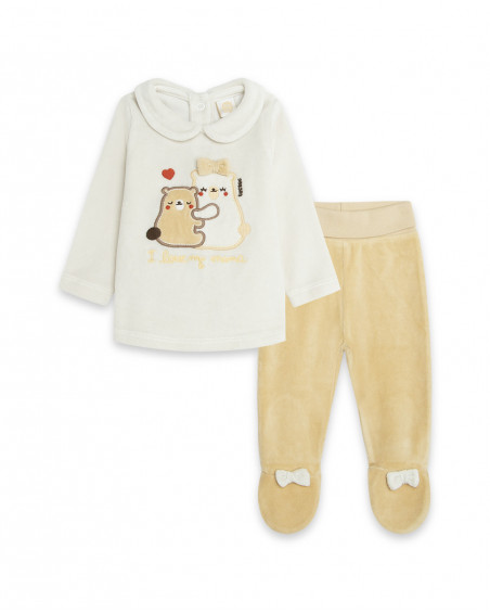 Ensemble velours teddies fille beige brownie bears Ensemble velours teddies fille beige brownie bears