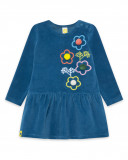 Robe velours fleurs fille bleue color hikers Robe velours fleurs fille bleue color hikers