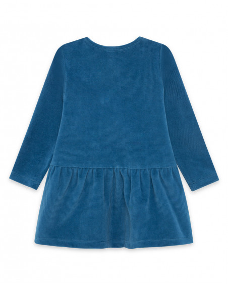 Robe velours fleurs fille bleue color hikers Robe velours fleurs fille bleue color hikers