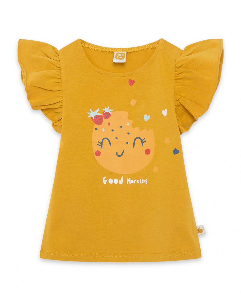 Tee-shirt en jersey volants fille orange basicos kids