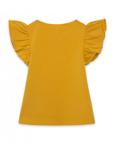 Tee-shirt en jersey volants fille orange basicos kids Tee-shirt en jersey volants fille orange basicos kids