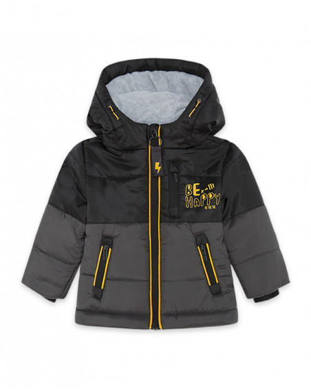 Parka matelassée avec capuche garçon gris bee happy Parka matelassée avec capuche garçon gris bee happy