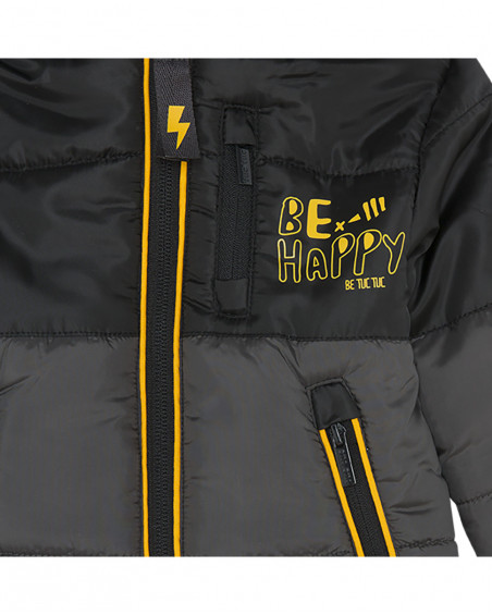 Parka matelassée avec capuche garçon gris bee happy Parka matelassée avec capuche garçon gris bee happy