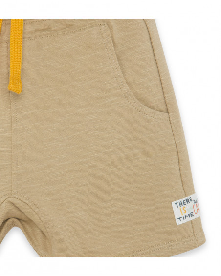 Bermuda en coton molletonné avec poches garçon beige basicos Bermuda en coton molletonné avec poches garçon beige basicos