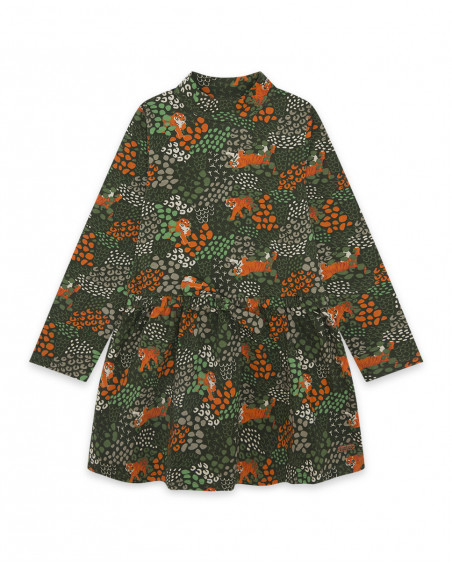 Robe en jersey imprimé fille verte hidden nature Robe en jersey imprimé fille verte hidden nature