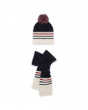 Bonnet et écharpe en tricot à rayures garçon bleu hello london Bonnet et écharpe en tricot à rayures garçon bleu hello london