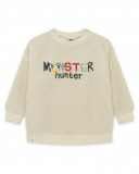 Sweat-shirt en fourrure fermée sans capuche garçon blanc Sweat-shirt en fourrure fermée sans capuche garçon blanc