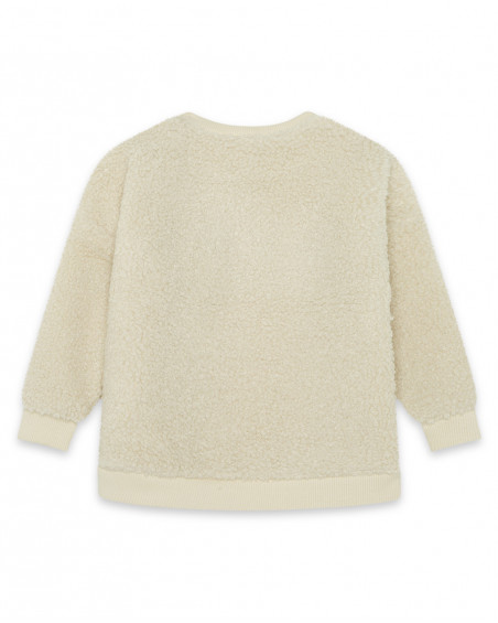 Sweat-shirt en fourrure fermée sans capuche garçon blanc Sweat-shirt en fourrure fermée sans capuche garçon blanc