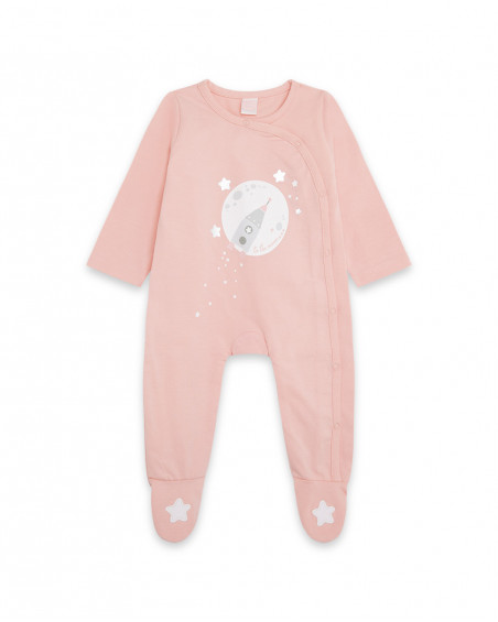 Grenouillère en jersey long avec pieds fille rose luna llena Grenouillère en jersey long avec pieds fille rose luna llena