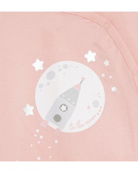 Grenouillère en jersey long avec pieds fille rose luna llena Grenouillère en jersey long avec pieds fille rose luna llena
