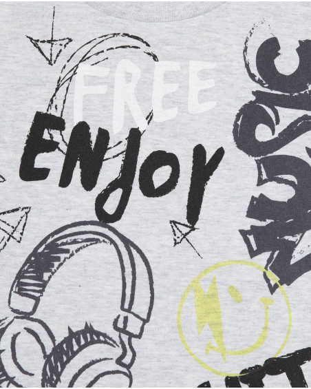 Tee-shirt en jersey message fille gris wild soul