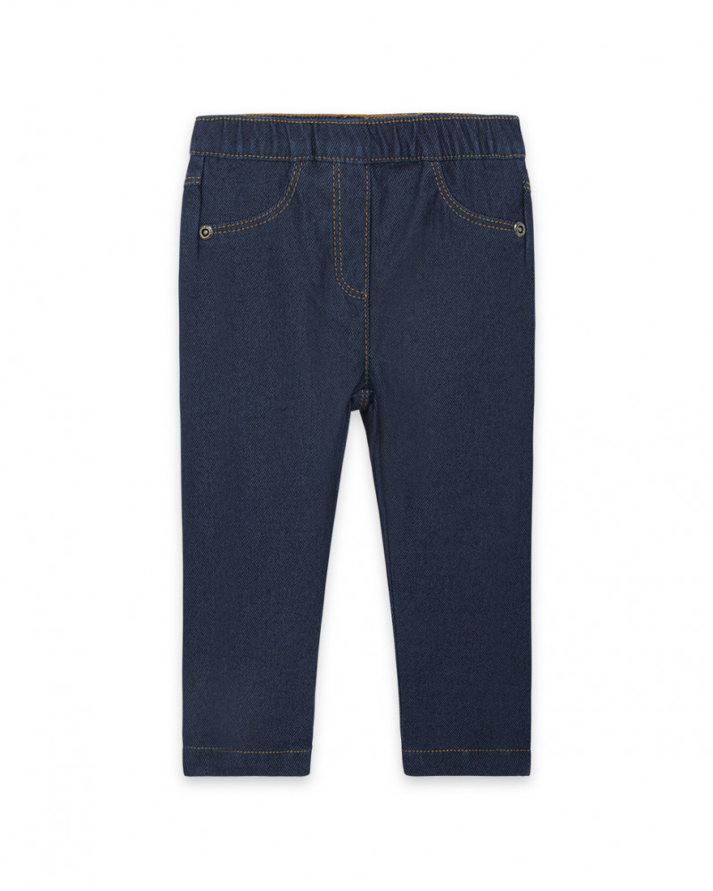 Jeggings en coton molletonné effet denim garçon marine basicos