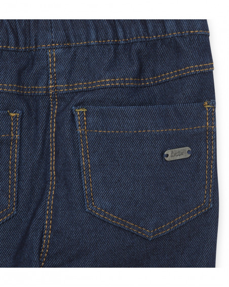 Jeggings en coton molletonné effet denim garçon marine basicos Jeggings en coton molletonné effet denim garçon marine basicos