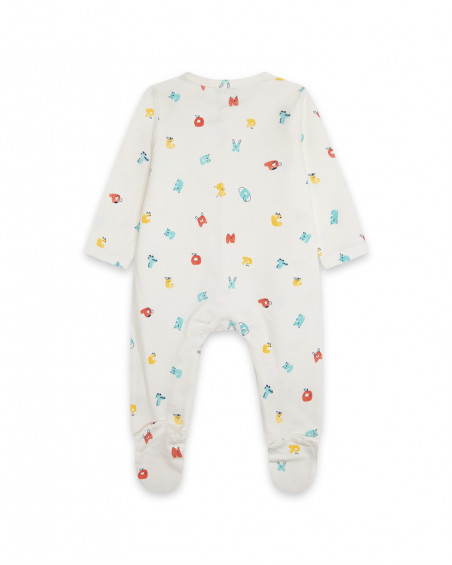 Grenouillère en jersey long avec pieds garçon blanc alphabet Grenouillère en jersey long avec pieds garçon blanc alphabet