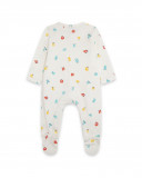 Grenouillère en jersey long avec pieds garçon blanc alphabet Grenouillère en jersey long avec pieds garçon blanc alphabet