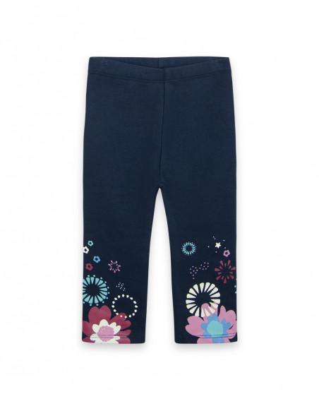Leggings en coton molletonné fleurs fille bleus kyoto girls Leggings en coton molletonné fleurs fille bleus kyoto girls