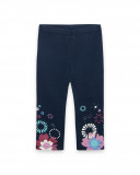 Leggings en coton molletonné fleurs fille bleus kyoto girls Leggings en coton molletonné fleurs fille bleus kyoto girls