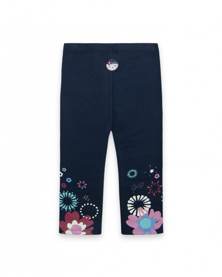 Leggings en coton molletonné fleurs fille bleus kyoto girls Leggings en coton molletonné fleurs fille bleus kyoto girls