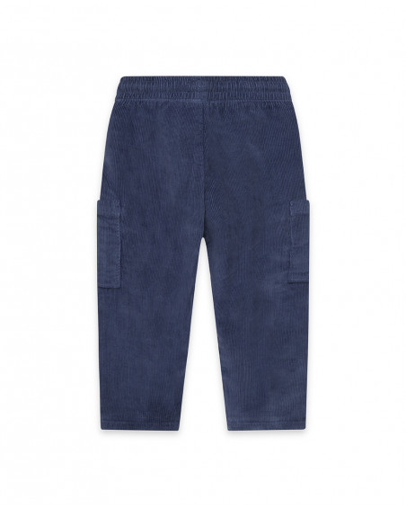 Pantalon en velours côtelé avec poches garçon bleu hello london Pantalon en velours côtelé avec poches garçon bleu hello london