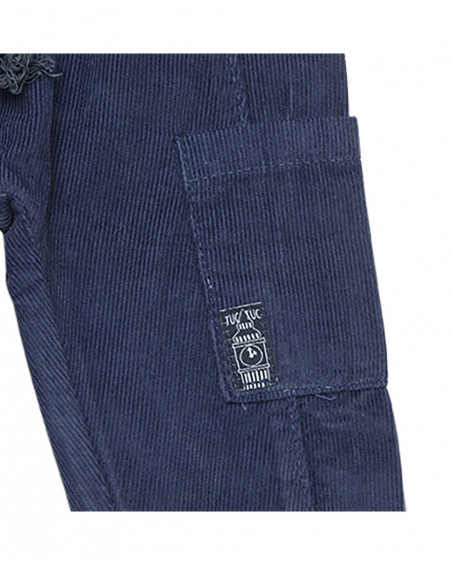 Pantalon en velours côtelé avec poches garçon bleu hello london Pantalon en velours côtelé avec poches garçon bleu hello london