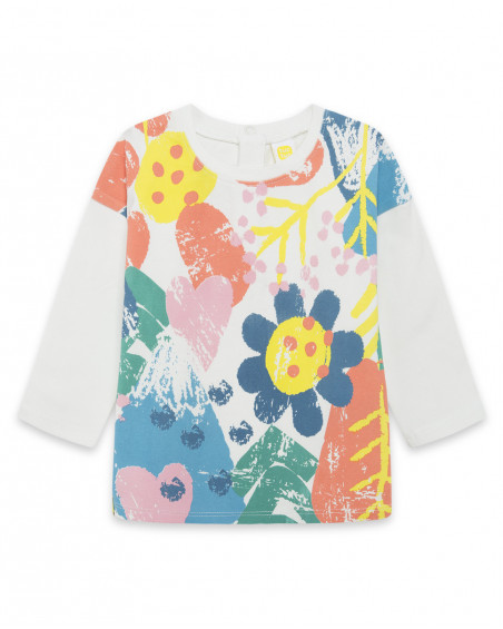 Tee-shirt en jersey imprimée fille blanc color hikers Tee-shirt en jersey imprimée fille blanc color hikers