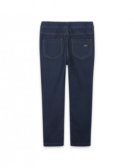 Jeggings en coton molletonné effet denim fille marine basicos Jeggings en coton molletonné effet denim fille marine basicos