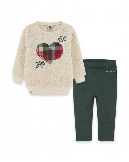 Sweat-shirt en fourrure et leggings fille blanc highlands Sweat-shirt en fourrure et leggings fille blanc highlands