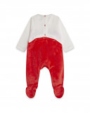 Grenouillère en velours long avec pieds garçon rouge alphabet Grenouillère en velours long avec pieds garçon rouge alphabet