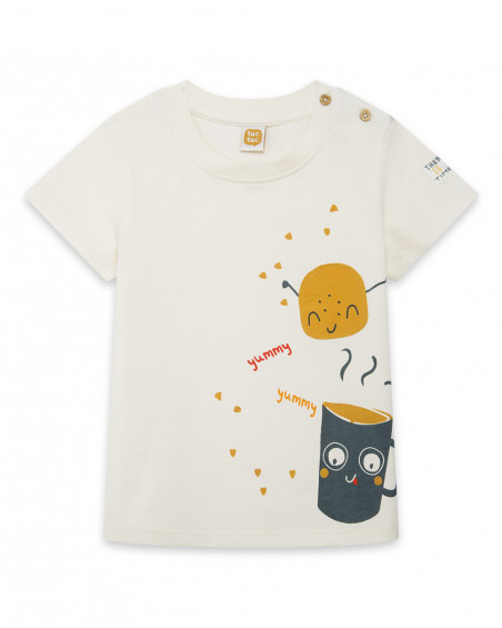 Tee-shirt en jersey manche courte garçon beige basicos kids