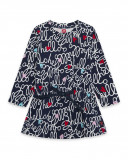 Robe en jersey imprimé fille bleue hello london Robe en jersey imprimé fille bleue hello london