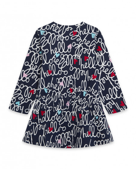 Robe en jersey imprimé fille bleue hello london Robe en jersey imprimé fille bleue hello london