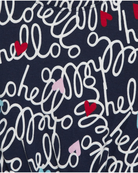 Robe en jersey imprimé fille bleue hello london Robe en jersey imprimé fille bleue hello london
