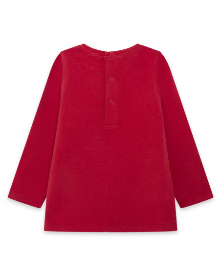 Tee-shirt en jersey imprimée fille rouge hello london Tee-shirt en jersey imprimée fille rouge hello london