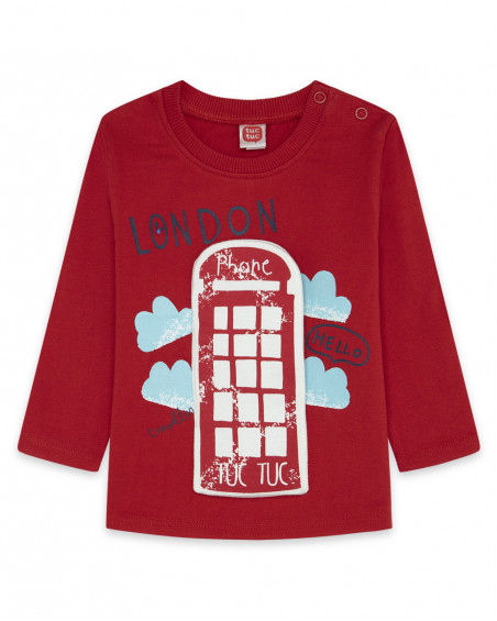 Tee-shirt en jersey imprimée garçon rouge hello london Tee-shirt en jersey imprimée garçon rouge hello london