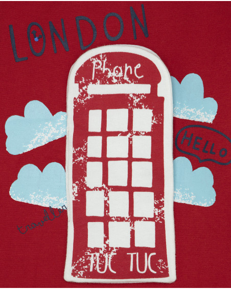 Tee-shirt en jersey imprimée garçon rouge hello london Tee-shirt en jersey imprimée garçon rouge hello london