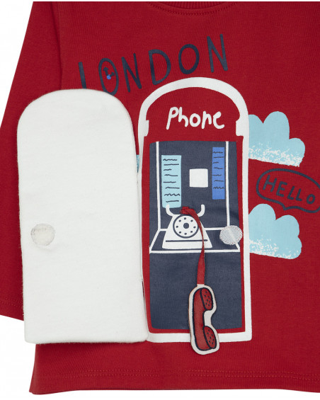 Tee-shirt en jersey imprimée garçon rouge hello london Tee-shirt en jersey imprimée garçon rouge hello london