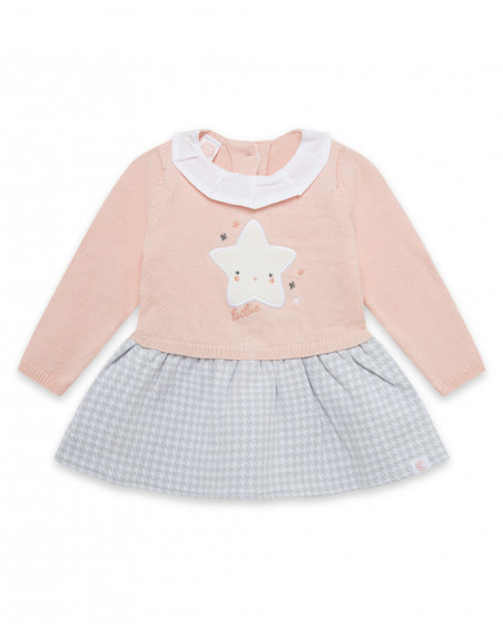 Robe en tricot et jersey étoile fille rose luna llena Robe en tricot et jersey étoile fille rose luna llena