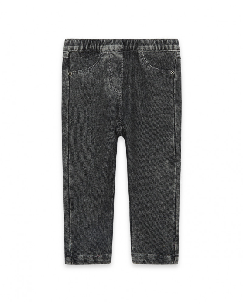 Jeggings en coton molletonné effet denim garçon gris basicos