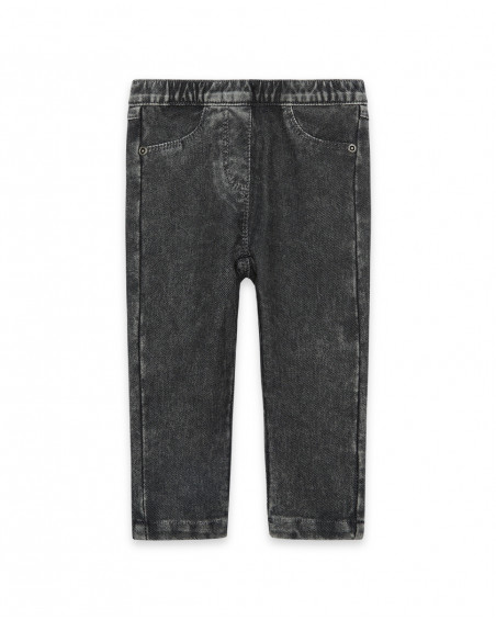 Jeggings en coton molletonné effet denim garçon gris basicos