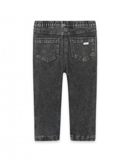 Jeggings en coton molletonné effet denim garçon gris basicos